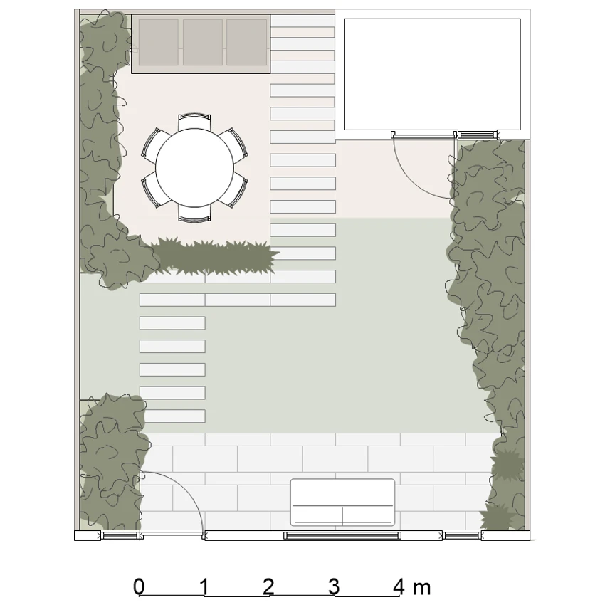 Origineel tuinontwerp met knellende zichtlijnen en onlogische paden